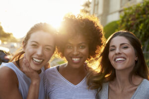 Group of happy women smiling at camera. If you're ready to begin working through the chaos that life throws, then consider therapy for women in Virginia and North Carolina. Start feeling like yourself again after talking about common women's issues in women's therapy. Begin working with a skilled online counselor today!
